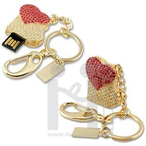 Flash Drive แฟลชไดร์ฟจิวเวอรี่รูปหัวใจคู่ ประดับคริสตัล , 