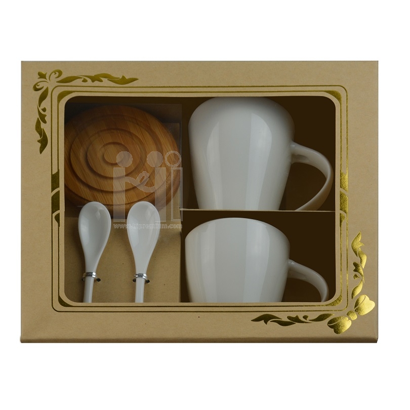 Gift set ชุดของขวัญแก้วกาแฟเซรามิค พร้อมจานรอง,ช้อน