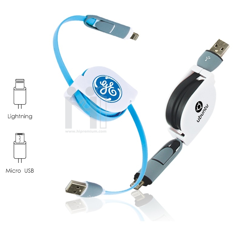 สายชาร์จยืดหดได้ สายชาร์จ2หัว<br>2 in 1 USB Charging Cable