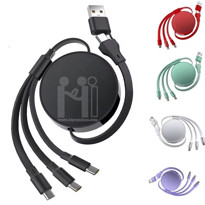 Fast charge สายชาร์จ3หัวยืดหดได้<br>สายชาร์จ 3 in 1 ชาร์จไว