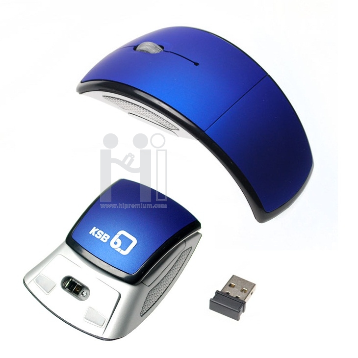 เมาส์ไร้สายพับได้ บอดี้โค้งSlimบาง<br>2.4Ghz USB Wireless Mouse